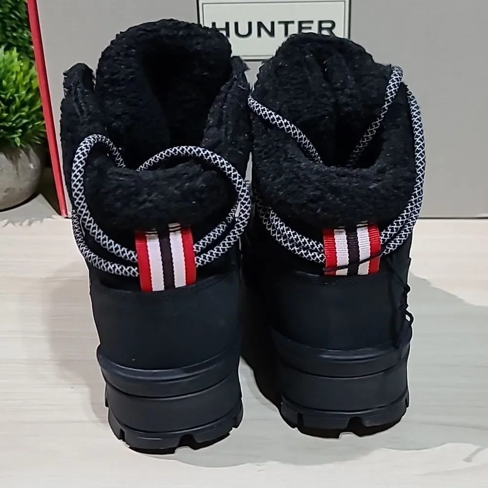 Hunter Explorer Mid Lace Leather Boots - Black 6 M New